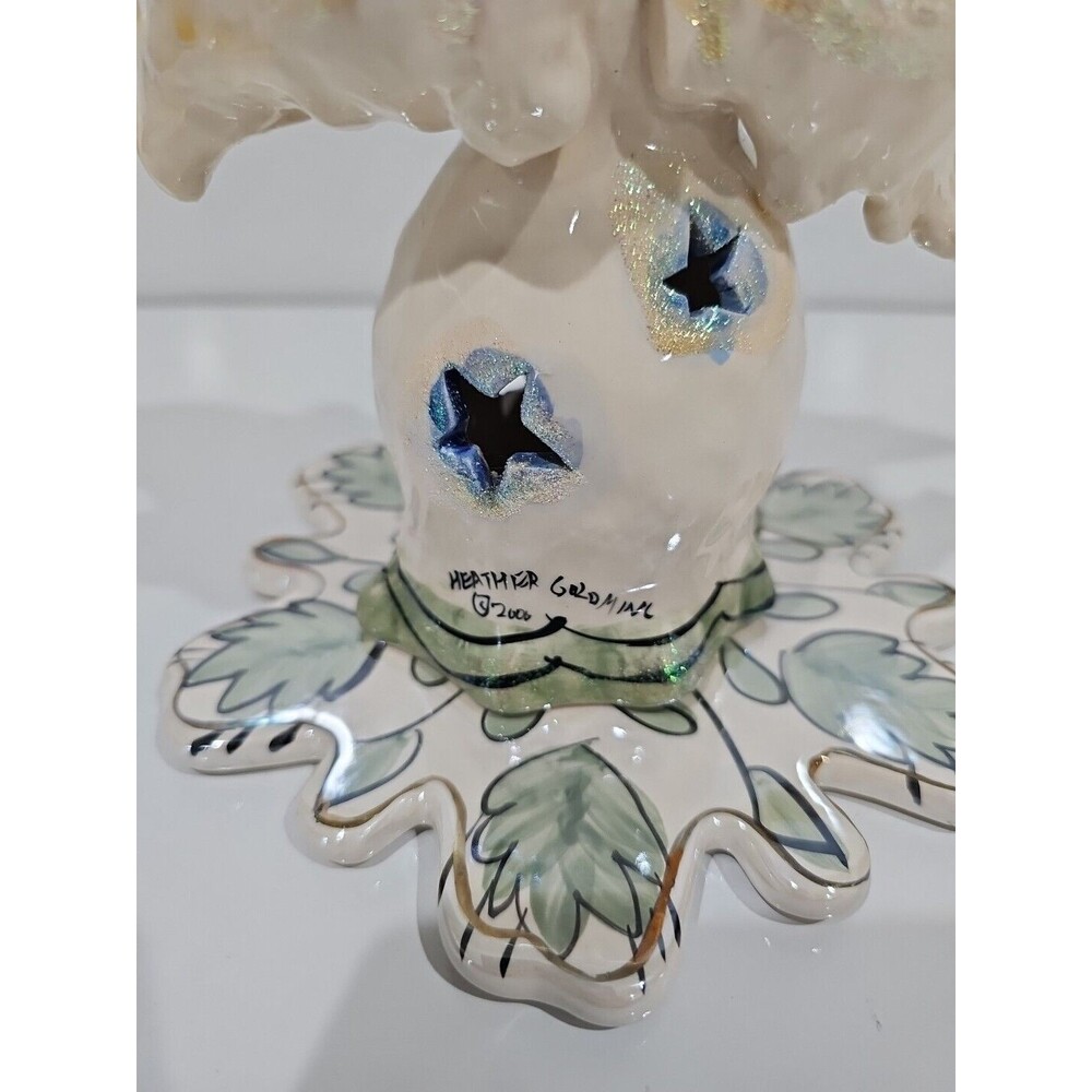 Blue Sky Clayworks Heather Goldminc Angel Caroler Tealight Candle Holder - Picture 5 of 9